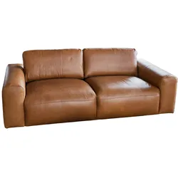 KAWOLA Sofa BODHI 3-Sitzer Leder hellbraun