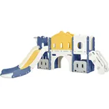 Baby Rutsche und Schaukel Set Freistehende Rutsche Kleinkind Kletter Schaukel Set Kleinkind Spielplatz Spiel Set Indoor Outdoor Lange Rutsche Babyspielplatz Activity Center (Aisle-Blue Yellow)