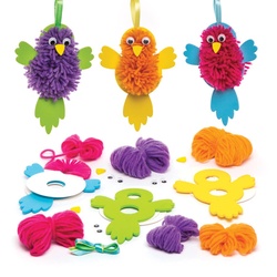 Pompon-Bastelsets "Vögel im Frühling" (pro Set 3) Bastelsets