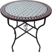 Mediterraner Mosaiktisch Rund Ø 80 cm Bordeaux-Natur