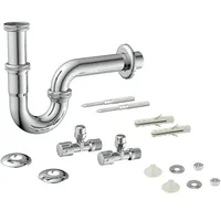 Kirchhoff Waschtisch-Röhrensiphon-Set 1 1/4 Zoll x 32 mm mit Befestigung 2x Eckv