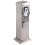 H4L Gartensteckdose 2-fach Edelstahl 35 cm Silber