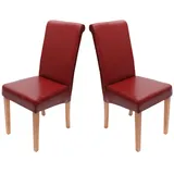 Mendler 2er-Set Esszimmerstuhl Stuhl Küchenstuhl Novara II, Leder ~ rot, helle Beine