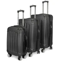 FUROKOY Kofferset 3-teiliges Set, Hartschalen-Handgepäck ABS-Material, , Rollkoffer, Reisekoffer mit TSA Zahlenschloss,Trolley Case schwarz