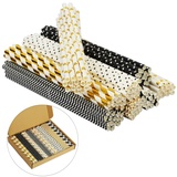 TGFIX 120 pcs Schwarz-gold gestreifte Papierstrohhalme Schwarz Punkt Strohhalme Papier Trinkhalme für Abschlussfeier, Hochzeit, Geburtstag, Cocktail Feier Partyzubehör