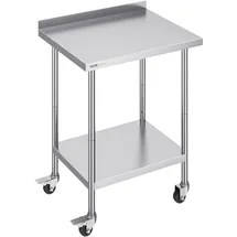 Vevor Edelstahl Arbeitstisch Küche, kommerzieller Lebensmittelzubereitungs Küchetisch mit Rollen, 61 x 76 x 100 cm