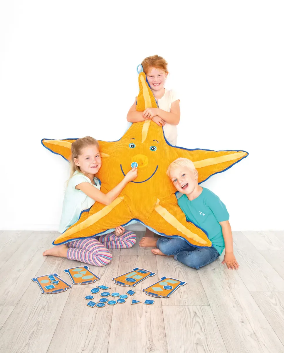 Beleduc Mr. Bubbles Seestern Sortierspiel - 130 cm Stoff, Drahtarme, bunt, Aufhängeöse - Fördert Tastsinn & Umweltbewusstsein