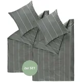 Esprit Renforcé Bettwäsche HARPLINES - 2er Set 135x200 cm, Anthrazit