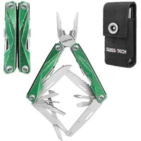 Swiss+Tech Multifunktionszange 16-in-1, Faltbare Mulitool Edelstahl Multifunktionswerkzeug, mit Schere,