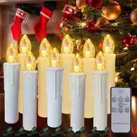 Elecphbo Flammenlose Kerzen mit Fernbedienung und Timer & Clip-On-Design - Batteriebetriebene LED-Teelichter für Weihnachtsbaum, Heimdekoration, Partys (10er Set)