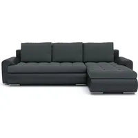 Ecksofa mit Schlaffunktion Schlafcouch 2 Bettkästen TOKIO 230x155cm RECHTS Dunkelgrau&Schwarz - Dunkelgrau/Schwarz