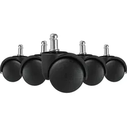 KADIMA DESIGN Teppichbodenrollen Schwarz 5er Set Rollen für Bürostühle Teppich-Boden, Weichbodenrollen Durchmesser 50mm Drehstuhlrollen Stift 11mm,