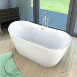 AcquaVapore freistehende Badewanne Wanne F23 180cm Whirlpool Luft & Wasser mit Armatur AF03