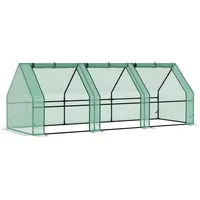 Outsunny Gewächshaus Mit Reißverschlussfenster, Winterfest Foliengewächshaus Aus Stahl, Treibhaus Für Balkon, Garten, 270 X 90 X 90 Cm, Tomatenhaus Für Tomaten, Gemüse, Blumen, Grün