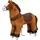 Woltu Reitpferd auf Rollen, Reitpferd mit Soundfunktion für Kinder ab 4 Jahren, Plüsch-Sitzpferd, geeignet für Innen- und Außenbereich, aus Holz und Metall, Braun, 80 x 77 x 30 cm