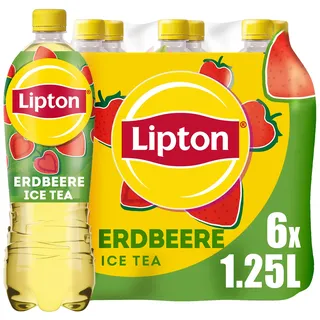 Lipton Ice Tea Strawberry, Eistee mit Erdbeere Geschmack, EINWEG (6 x 1.25 l)