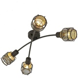 LINDBY Eudoria Deckenlampe 4-flammig schwarz/gold