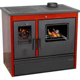 Kaminofen mit Backfach und Herdplatte 4050 Lotus Classic Rot Holzofen 11 kW Holz Ofen Mehrfachbelegung Kamin Heizofen Küchenherd - Rot