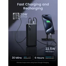 UGREEN 20000mah Two-Way Fast Charging Power Bank Powerbank (Akku) - Schwarz