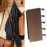 Japanischer Schlüsselhalter Aus Holz Zur Wandmontage Mit 5 Multifunktionalen Haken, Kein Bohren Erforderlich, Für Zuhause, Haselnussfarben.