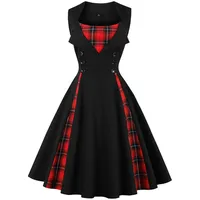 Axoe Damen 50er Jahre Cocktailkleid Rockabilly Elegantes Faltenrock Festliches Partykleider Vintage Kleid Audrey Hepburn Abendkleider mit Polka Dots Knielang, Schwarz, 4XL (50 EU) - 4XL