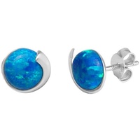 VIVANCE Paar Ohrstecker 925/- Sterling Silber rhodiniert imit. Opal blau«, 0 8Cm Glänzend