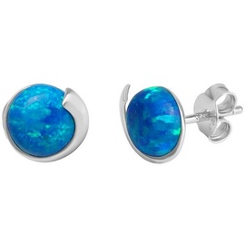 VIVANCE Paar Ohrstecker 925/- Sterling Silber rhodiniert imit. Opal blau«, 0 8Cm Glänzend