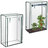 Relaxdays Tomatengewächshaus mit Schrägdach 1 x 0,5 x 1,5 m transparent/schwarz 2 St.