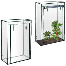 Relaxdays Tomatengewächshaus mit Schrägdach 1 x 0,5 x 1,5 m transparent/schwarz 2 St.