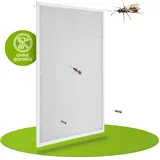 Juskys Fliegengitter mit Alu-Rahmen 100 x 120 cm für Fenster zum Einhängen UV-beständig in Weiß