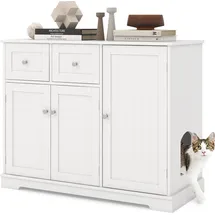 Costway Katzenschrank für Katzentoilette 100 x 45 x 80 cm Weiß