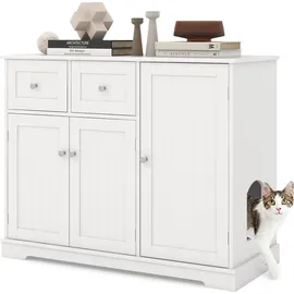Costway Katzenschrank für Katzentoilette 100 x 45 x 80 cm Weiß
