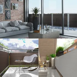 nyvi Balkonverkleidung 90 x 300 cm Hellgrau Polyrattan