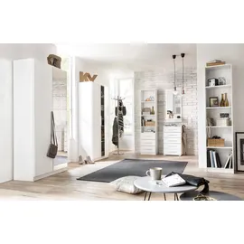 Rauch Mehrzweckschrank RAUCH "Garderobe Kleiderschrank Schrank Schuhschrank Putzschrank MINOSA", weiß (alpinweiß, griffe alu), B:91cm H:197cm T:41cm, Holzwerkstoff, Schränke, Mehrzweckschrank, In 4 Breiten mit vielen Einlegeböden für viel Stauraum MADE IN