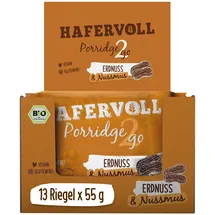 HAFERVOLL Porridge2go Erdnuss Bio, je 55 g, 15 Riegel-