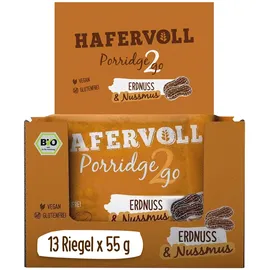 HAFERVOLL Porridge2go Erdnuss Bio, je 55 g, 15 Riegel-
