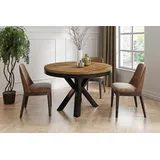 WFL GROUP Esstisch Clara (erhältlich in zwei Größen – 100/120 cm, ausziehbar auf 180/200 cm), platzsparender Industrial Tisch in Holzoptik für Wohnzimmer oder Küche braun 120 cm x 76 cm x 120 cm