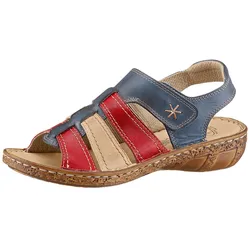 Sandale, Damen, Gr. 40, blau (blau, rot), Glattleder, sportlich, Schuhe