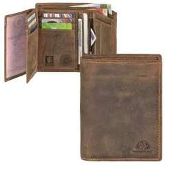 Greenburry Geldbörse Leder braun antik Portemonnaie Geldbeutel 8 Kartenfächer Vintage