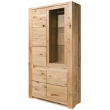 MASSIVMOEBEL24.DE Vitrine KENT 113 x 40 x 205 cm Beige