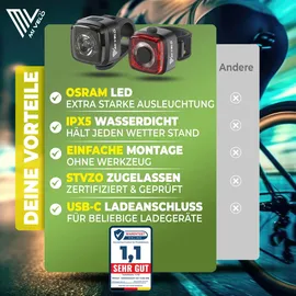 MIVELO CUBE Fahrradlicht Set Beleuchtungsset
