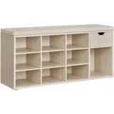 VASAGLE Schuhbank 30 x 104 x 48 cm gepolstert / naturbeige-cappuccinobeige