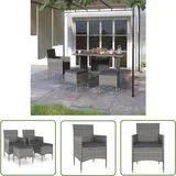 4-tlg. Gartenstuhl Und Hocker Set Poly Rattan Grau - Gartenmöbel - Outdoor Möbel - Gartenstuhl - Esszimmergarnitur - Lounge Sessel - The Living Store
