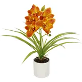 Flair Flower Künstliche Orchidee 40cm im Topf Kunstorchidee Blume Kunstblumen Kunst Orchidee Kunstorchidee Phalaenopsis Kunstpflanze wie echt Hochzeit Deko Seidenblume Real Touch Blüte Tischgesteck