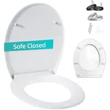 Shgjutop Toilettendeckel mit Absenkautomatik, 2 in 1 WC Sitz mit Absenkautomatik, Klodeckel O Form, Antibakterielle Klobrille, Toilettensitz Bis 200 KG, WC Deckel Robuster Kunststoff, Weiß