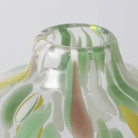 Boltze Vase GREENA, H 17 cm - Grün - Weiß - Gelb - gefärbtes Glas