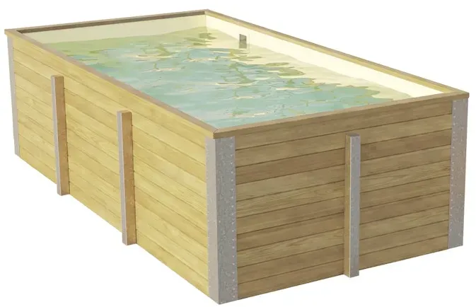 Weka Massivholzpool Siargao Gr. 1 - 45 mm - 416 x 200 cm Poolfolie: sand