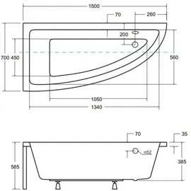 bad land Badland Eckbadewanne 150 x 70 cm (PRAKTIKA)