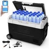 oyajia Kühlbox Kompressor Kühlbox mit APP-Steuerung, bis -20°C, 12/24V, MAX/ECO Modus, 55 l, 100-240V, Camping Kühlschrank, Gefrierbox Auto, LED-Touch-Bedienung schwarz