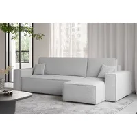 kaiser möbel Ecksofa mit schlaffunktion und bettkasten, Ecksofa L-Form, Eckcouch L-Form BEST stoff Abriamo Rechts Hellgrau - Hellgrau